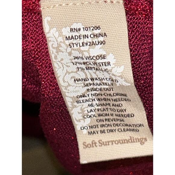 Soft Surroundings Red Metallic Cold Shoulder Sweater L NWT Holiday Festive - Picture 7 of 7